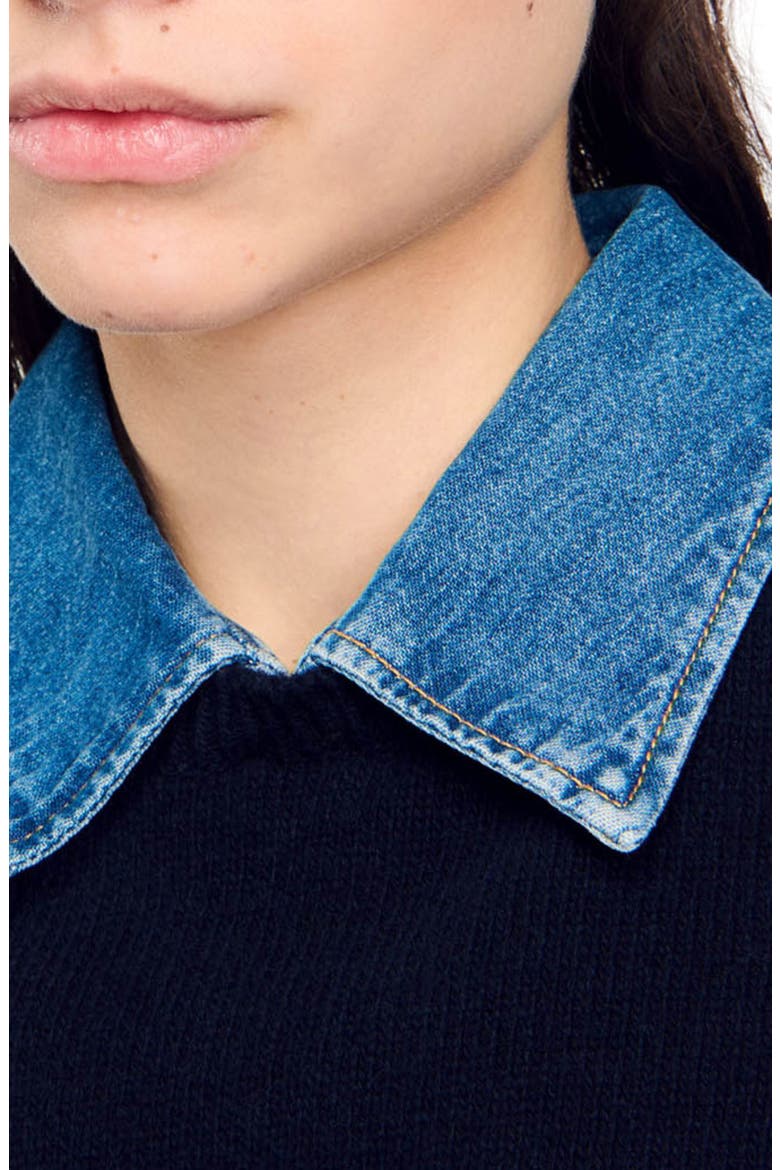 Sweater with removable collar, Alternate, color, Navy blue