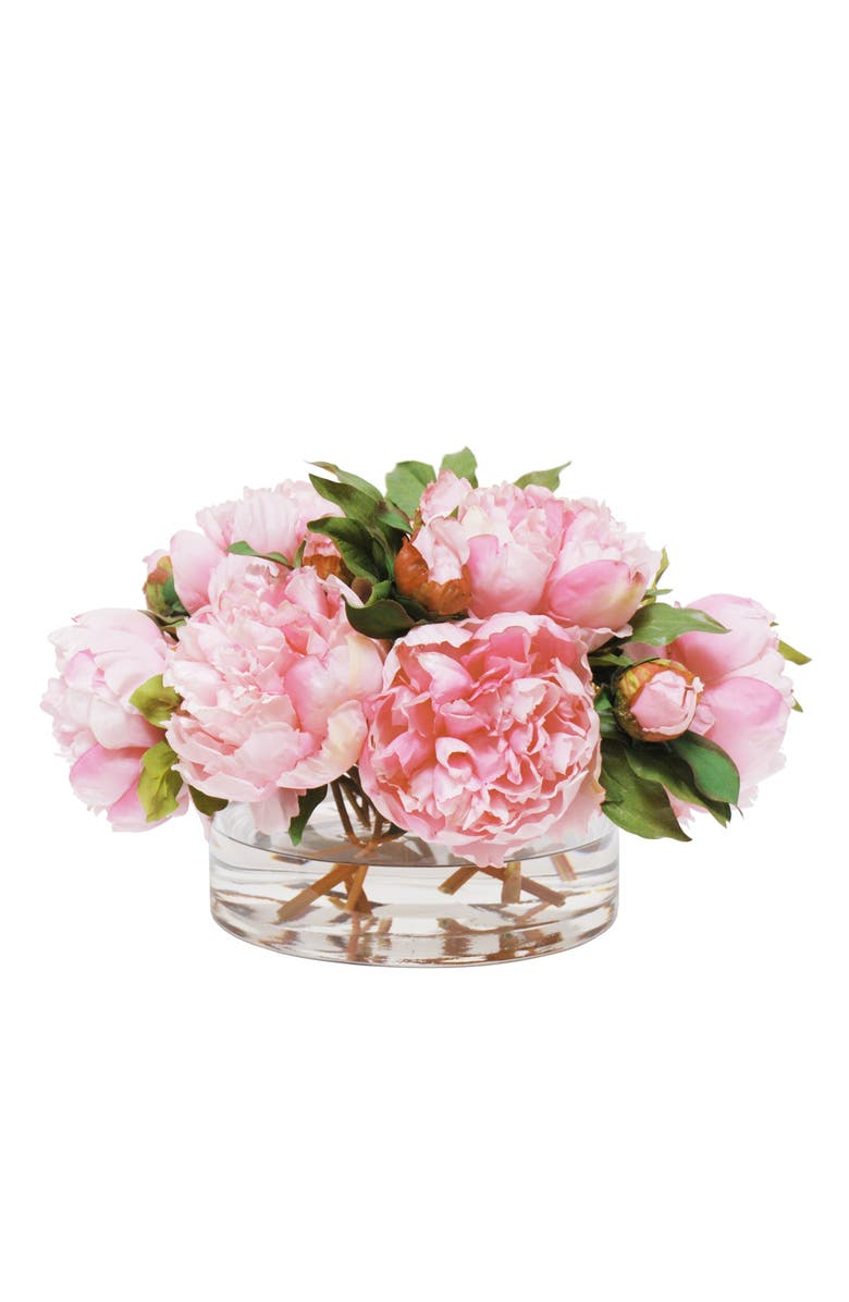 Winward Home Peony In Open Cylinder Vase, Main, color, Pink