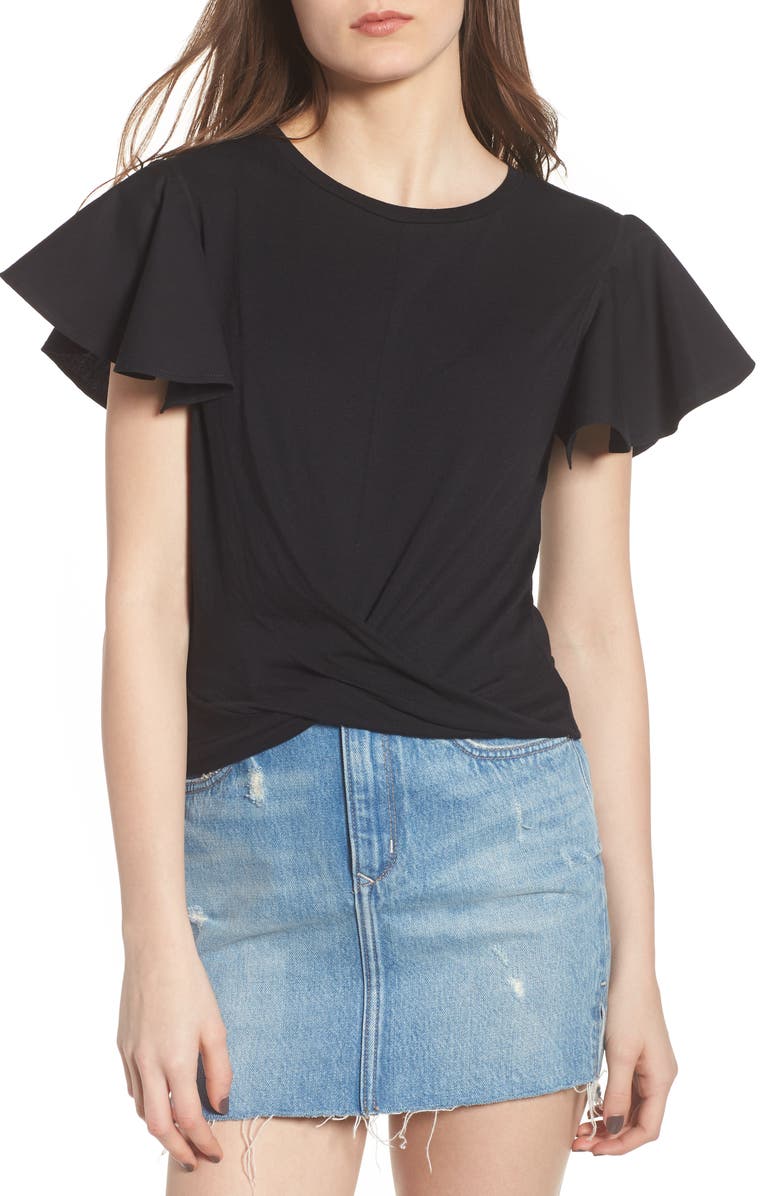 BP. Ruffle Sleeve Twist Hem Tee, Main, color,