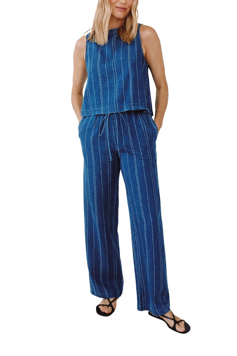Indigo Stripe Drawstring Tencel™ Pants, Alternate, color, INDIGO STRIPE