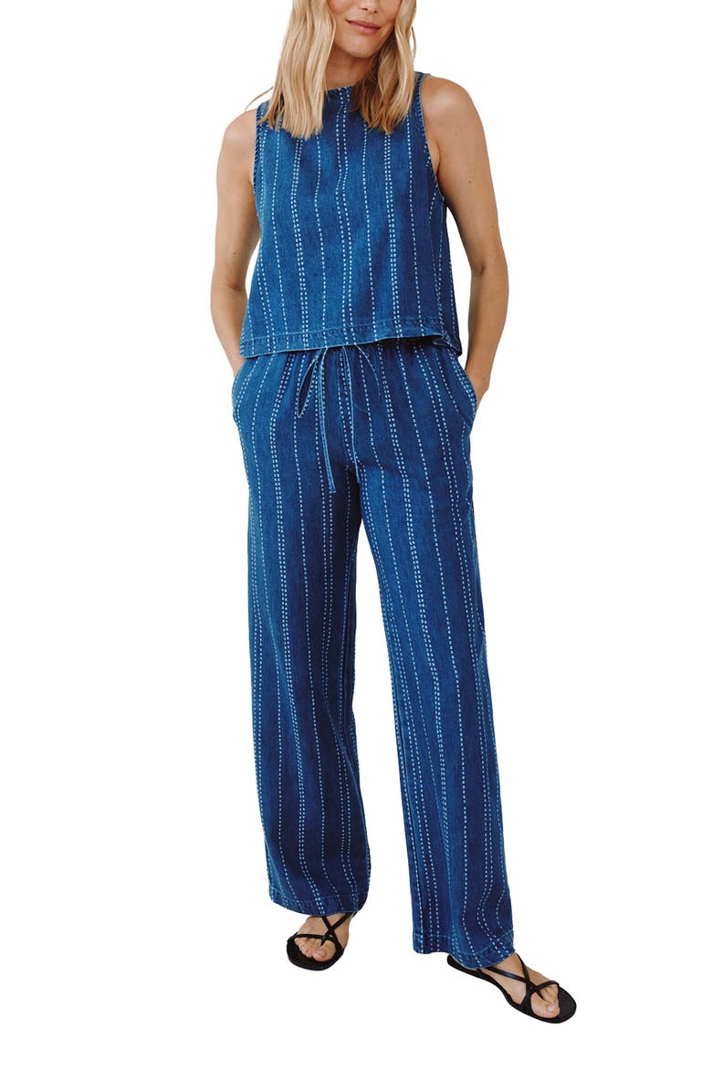 Bella Dahl Indigo Stripe Drawstring Tencel<sup>™</sup> Pants, Alternate, color, 