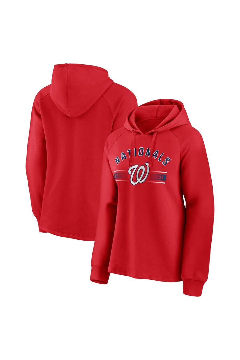 Women's Fanatics Branded Red Washington Nationals Perfect Play Raglan Pullover Hoodie, Main, color, Red