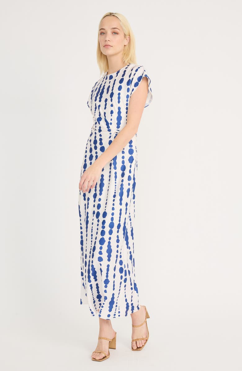 Luxely Inkblot Stripe Cap Sleeve Knot Dress, Alternate, color, Ivory/ Blue Sapphire