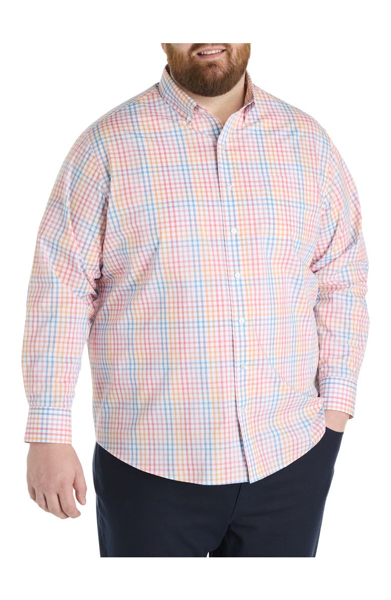 Oak Hill by DXL Big & Tall Plaid Tech Sport Shirt, Alternate, color, Pink Multi