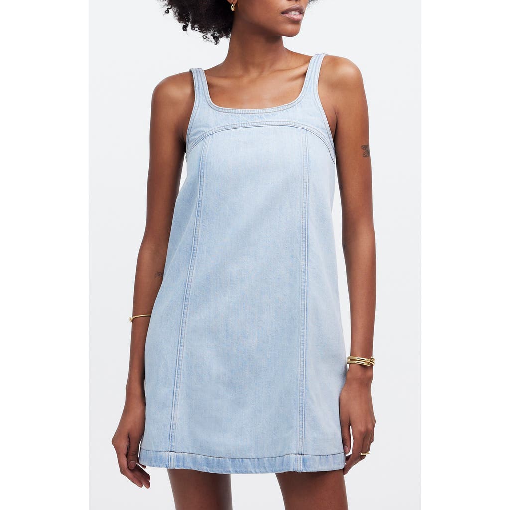 Madewell Denim A-line Sleeveless Minidress In Fitzgerald Wash