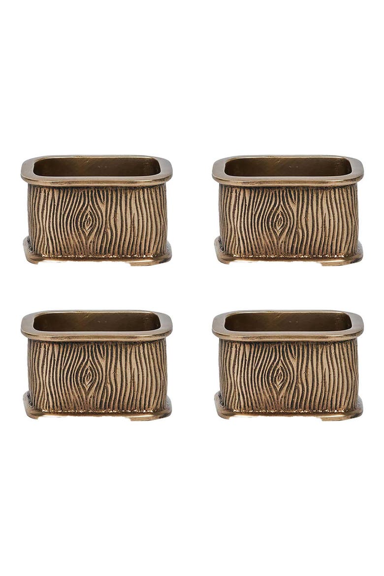 Blenheim Oak Set of 4 Napkin Rings, Main, color, BRASS