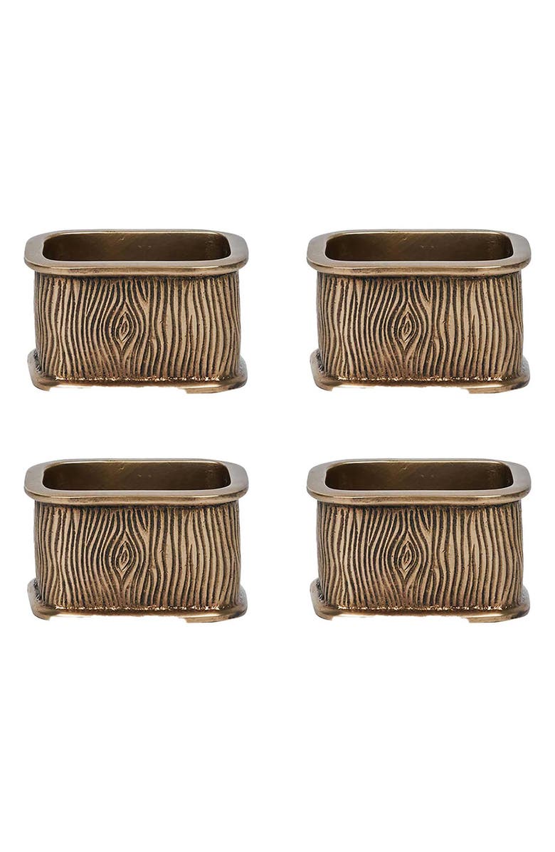 Juliska Blenheim Oak Set of 4 Napkin Rings, Main, color, Brass