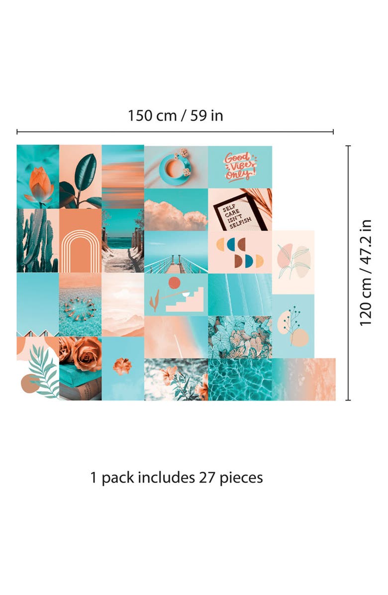 WALPLUS Orange & Teal Aesthetic Mural Wall Decal | Nordstromrack