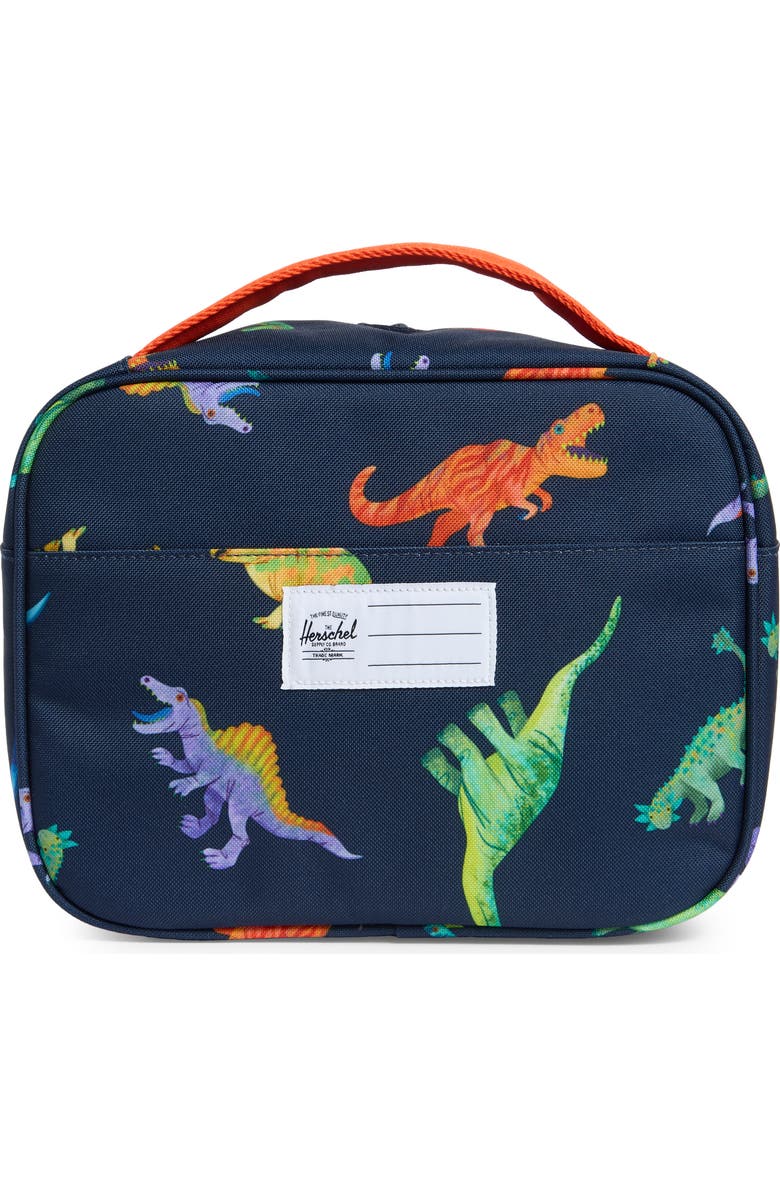 Herschel Supply Co. Kids' Pop Quiz Lunch Bag, Alternate, color, Watercolour Dinos Darkest Navy