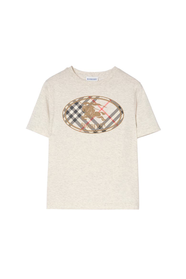 Check Knight Stamp Cotton T-shirt, Main, color, White melange