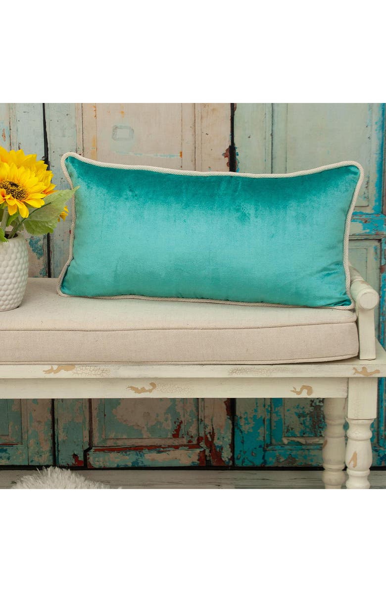 PARKLAND COLLECTION Maia Transitional Aqua Throw Pillow, Alternate, color, Aqua