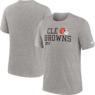 Nike Men's Nike Heather Gray Cleveland Browns Overlap Lockup Tri-Blend T-Shirt