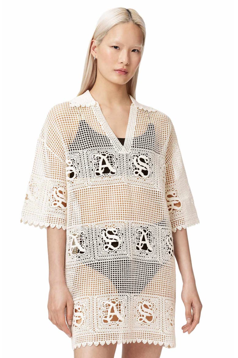 Kyra Mesh Cover-Up Dress, Alternate, color, CHALK WHITE