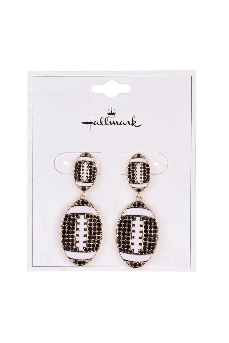 Game Day Stone Football Earrings, Alternate, color, Brown