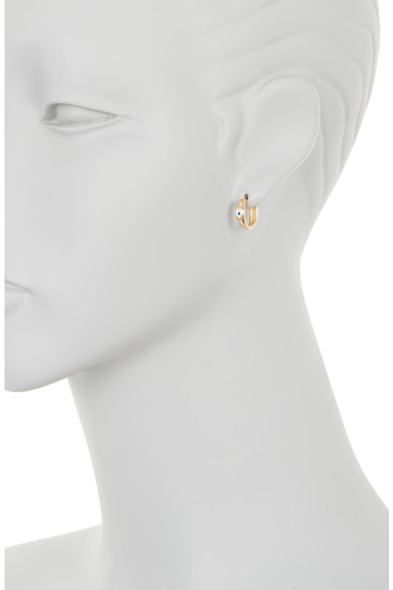 Sterling Silver Lucky Eye Crystal Huggie Hoop Earrings, Alternate, color, GOLD