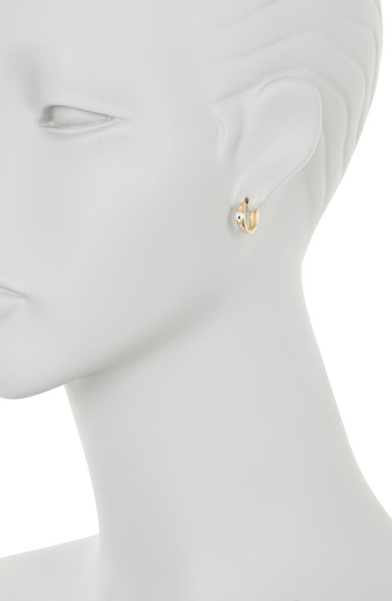 GABI RIELLE Sterling Silver Lucky Eye Crystal Huggie Hoop Earrings, Alternate, color, Gold