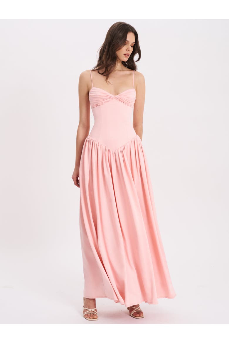 Najwa Ruched Breast Drop Waist Maxi Dress, Alternate, color, Baby Pink