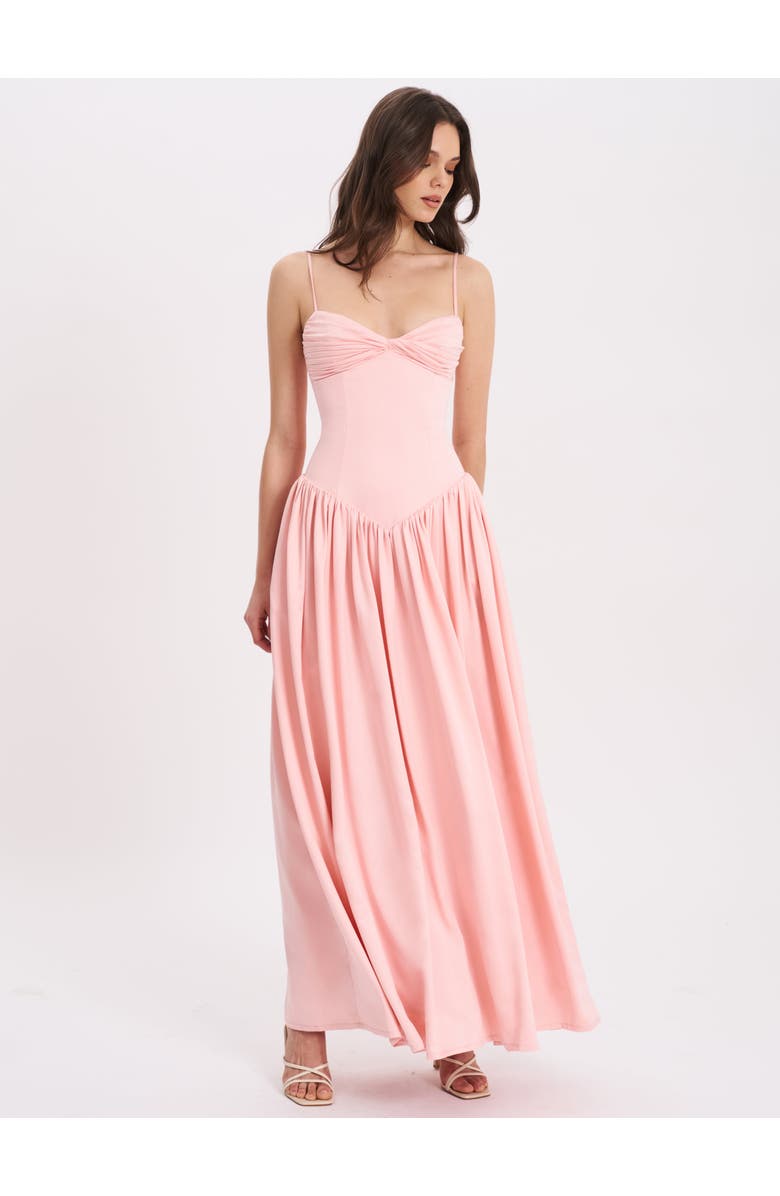 Miss Circle Najwa Ruched Breast Drop Waist Maxi Dress, Alternate, color, Baby Pink