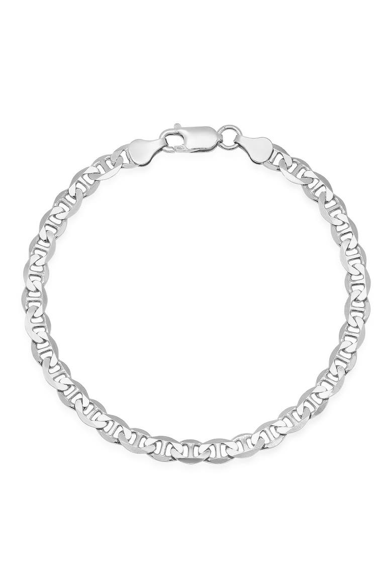Men's Sterling Silver Italian Mariner Chain Bracelet, Main, color, SILVER