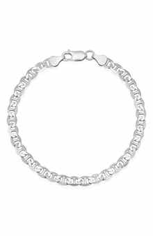 Queen Jewels Men's Sterling Silver Italian Mariner Chain Bracelet