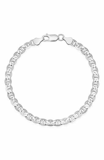 Queen Jewels Men's Sterling Silver Italian Mariner Chain Bracelet