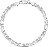 Queen Jewels Men's Sterling Silver Italian Mariner Chain Bracelet