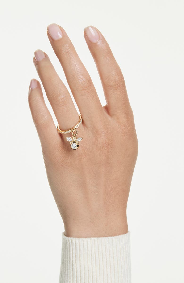 Swarovski Idyllia Crystal Bee Charm Ring, Alternate, color, Gold/ Multi