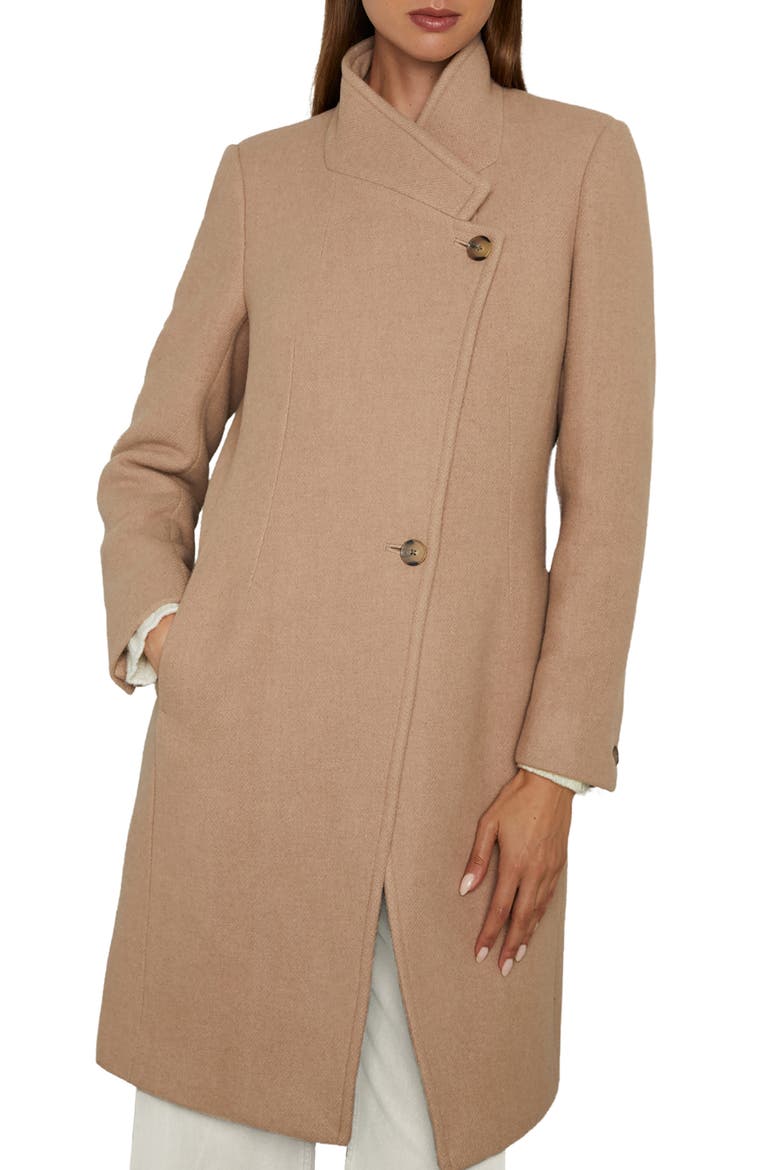 Maude Double Breasted Wool Blend Coat, Main, color, LIGHT CAMEL