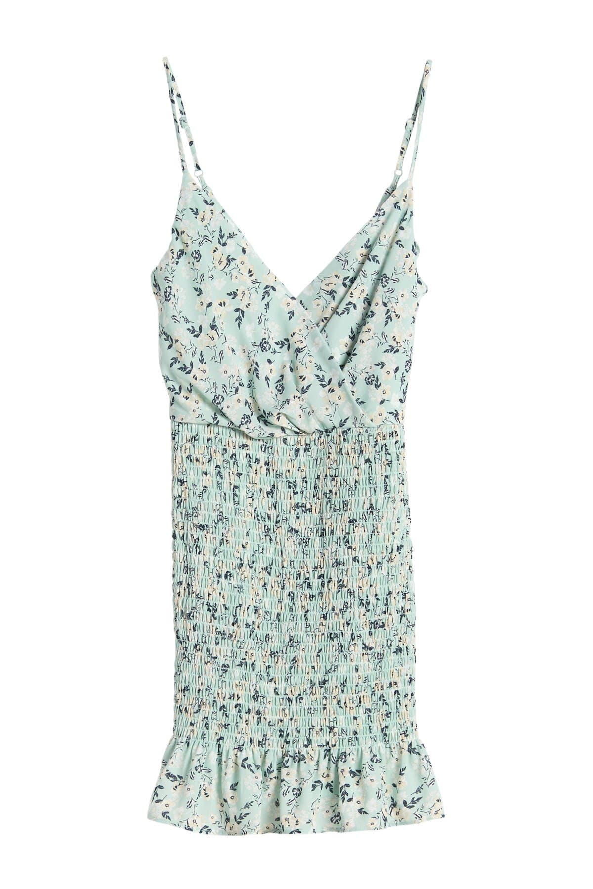 Row A Spaghetti Strap Floral Print Smocked Bottom Dress (Women ...