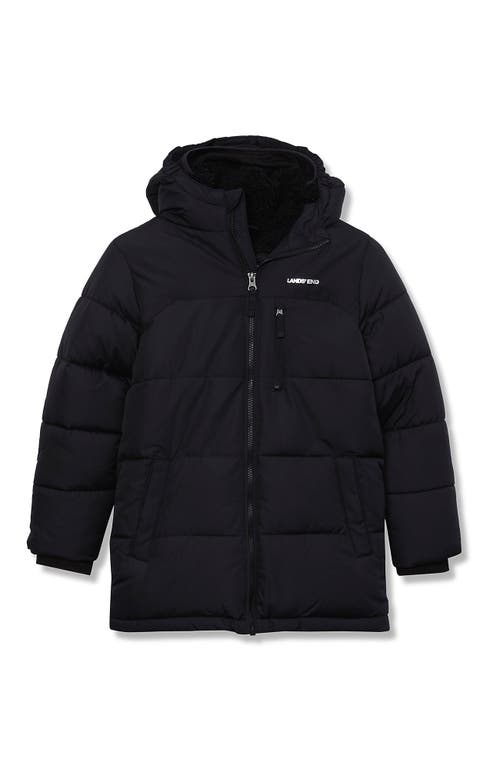 Lands' End Boys Water Resistant High Pile Lined Coat In Black