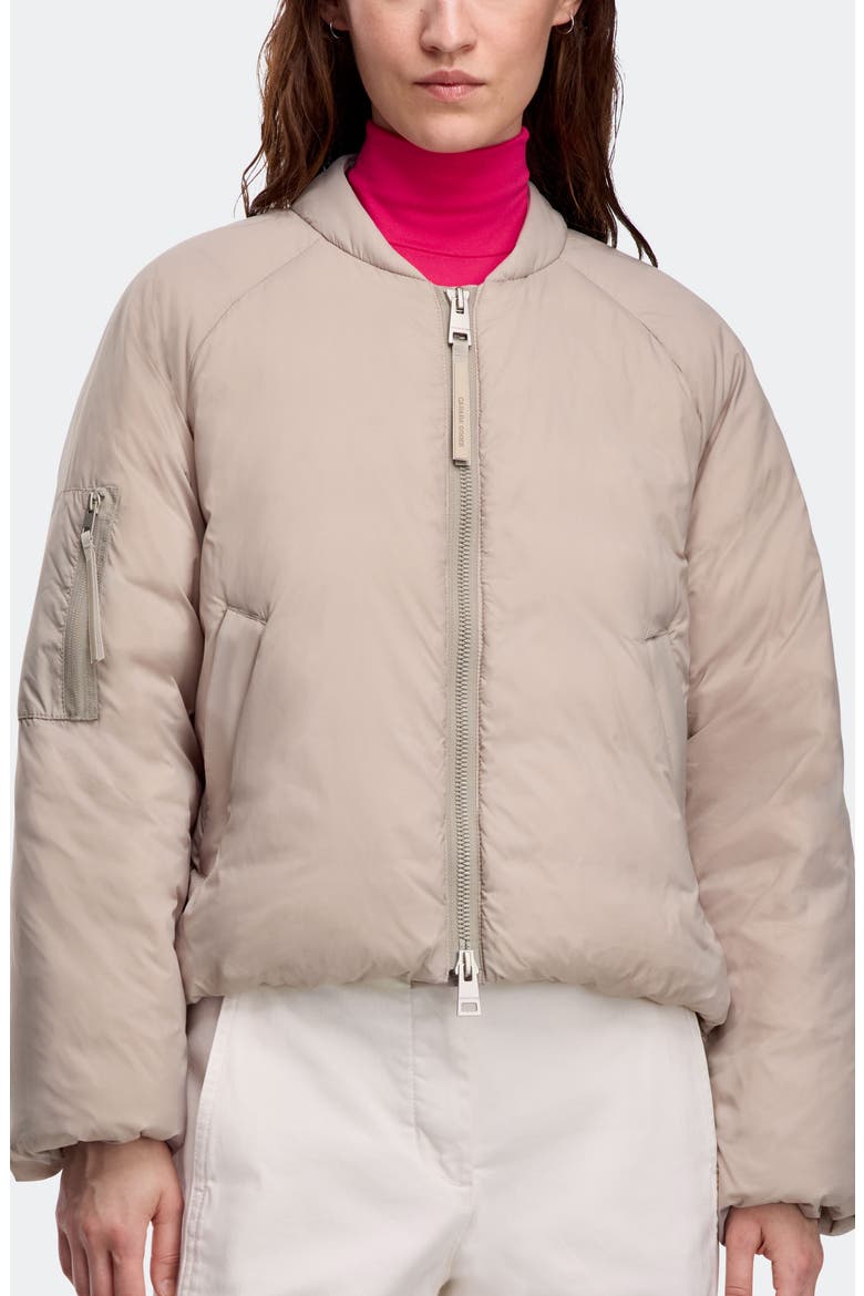 Elba 750 Fill Power Down Packable Bomber Jacket, Main, color, LIMESTONE
