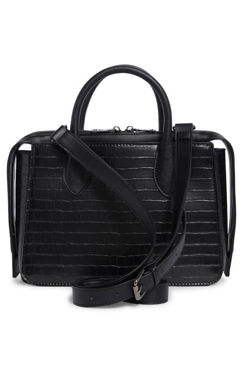 Steve Madden Foster Croc Embossed Satchel Bag In Black