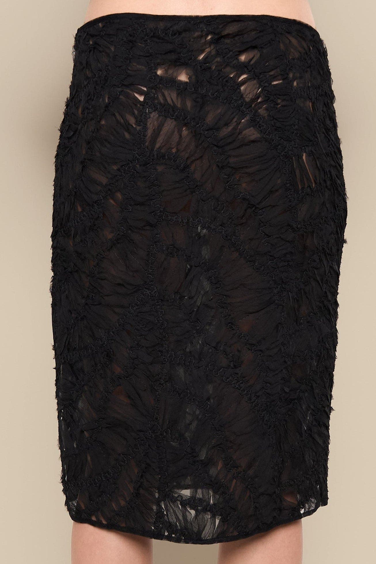 Contessa Mills Fleur Sheer Abstract Lace Midi Pencil Skirt (Women ...