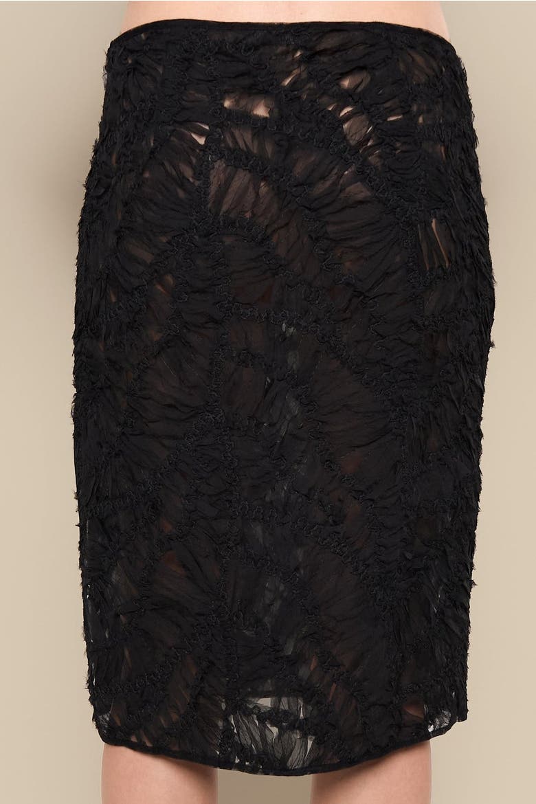 Fleur Sheer Abstract Lace Midi Pencil Skirt, Alternate, color, Black