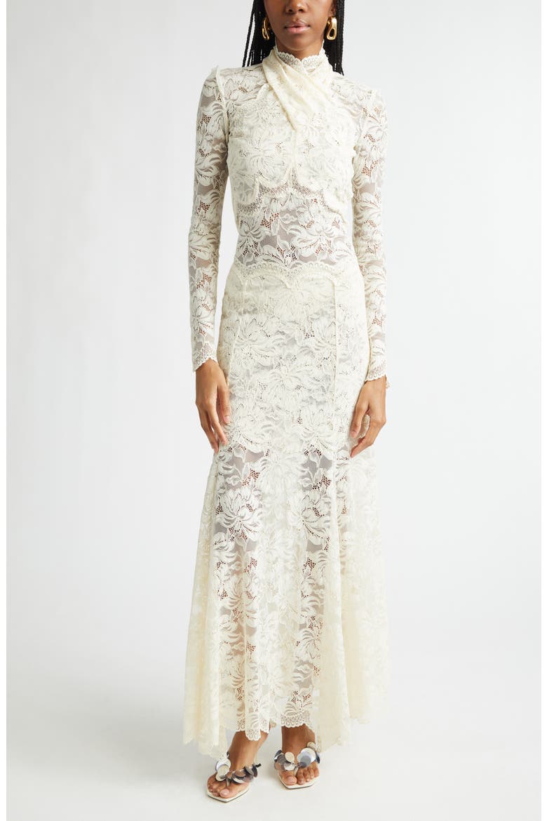 Twist Front Scalloped Lace Top, Alternate, color, IVORY