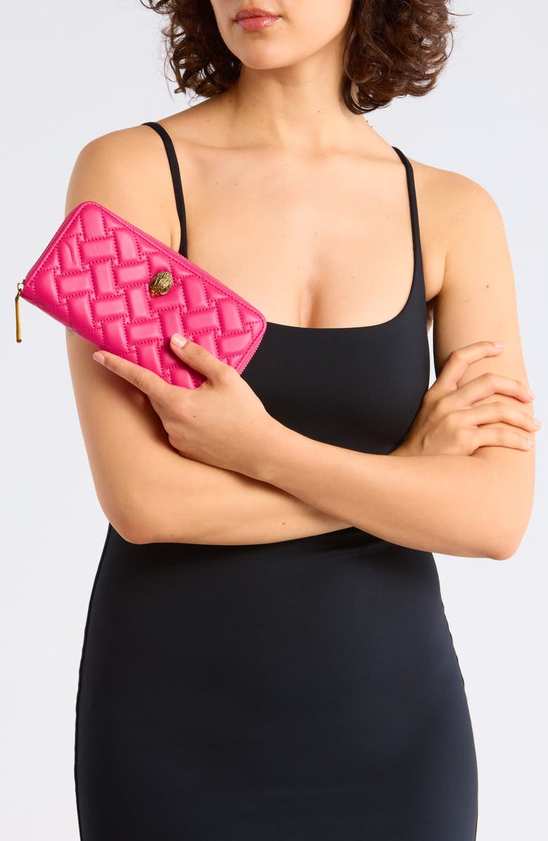 Kurt Geiger London Kensington Zip Around Quilted Wallet, Alternate, color, Pink