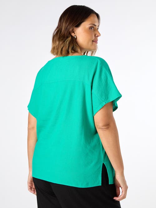 Live Unlimited Linen Seamed Detail Top In Green