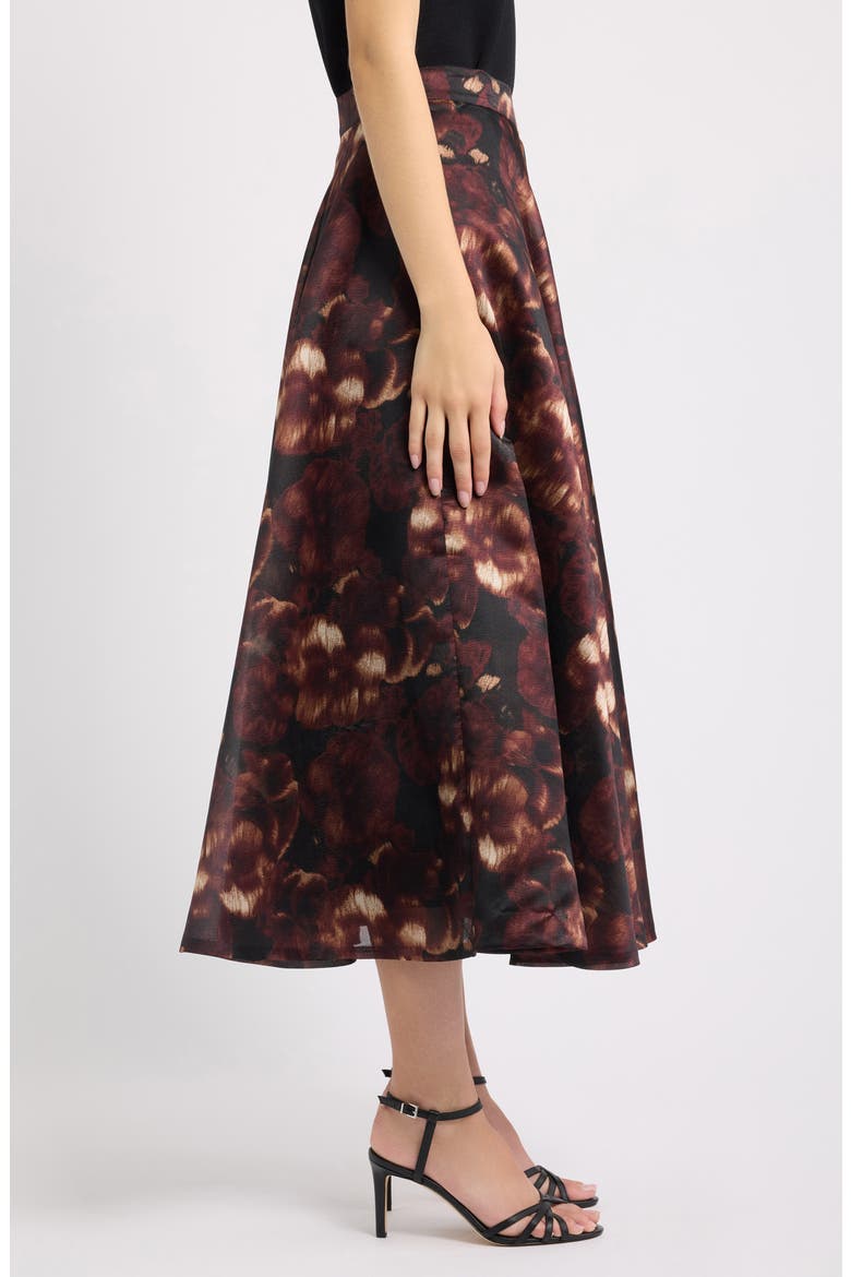 Full Circle Midi Skirt, Alternate, color, BLACK/ BAROLO MULTI