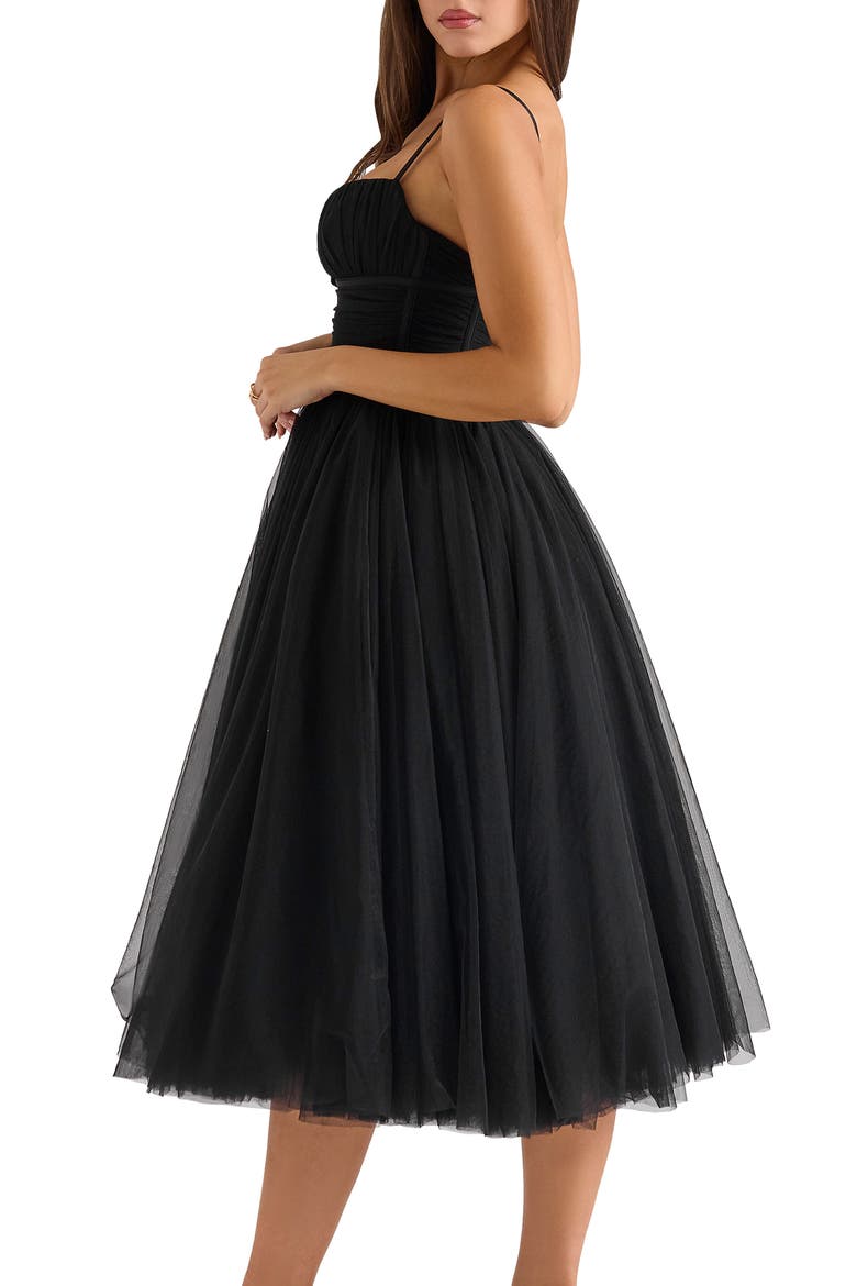 Countess Sleeveless Tulle Midi Dress, Alternate, color, BLACK