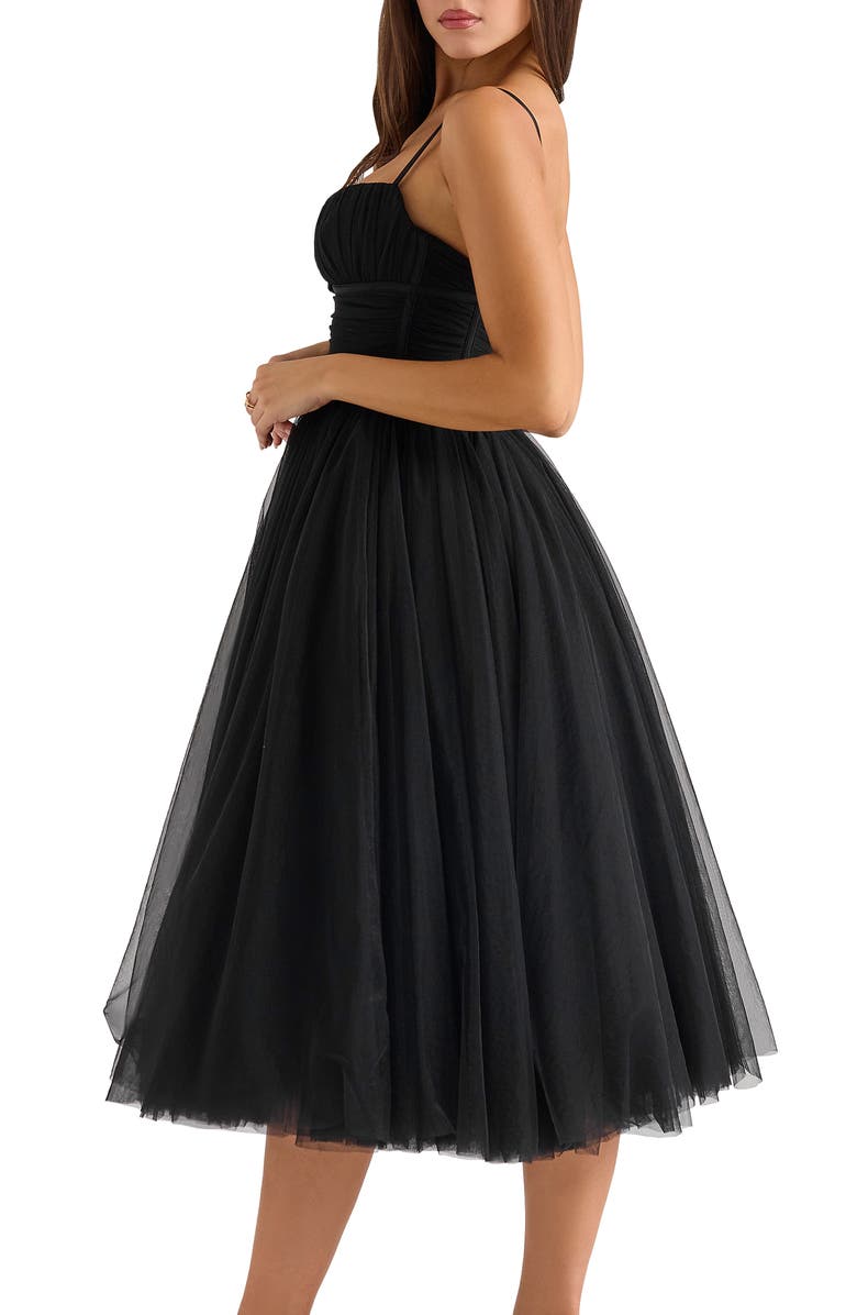 HOUSE OF CB Countess Sleeveless Tulle Midi Dress, Alternate, color, Black