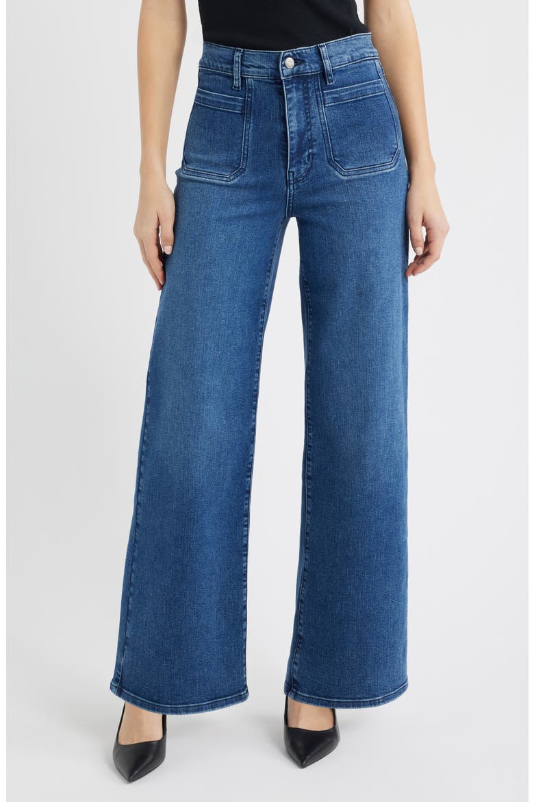 Le Slim Palazzo Patch Pocket High Waist Wide Leg Jeans, Main, color, IBERIA