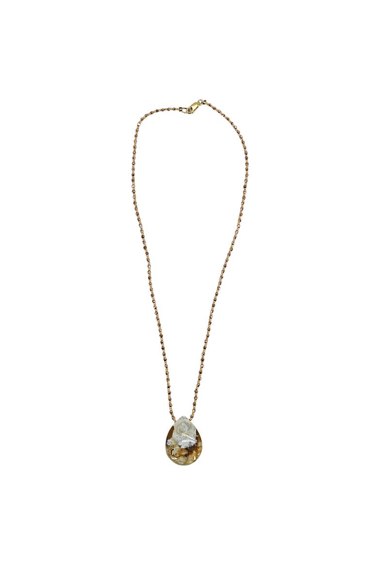 Gem Pendant Necklace, Main, color, beige