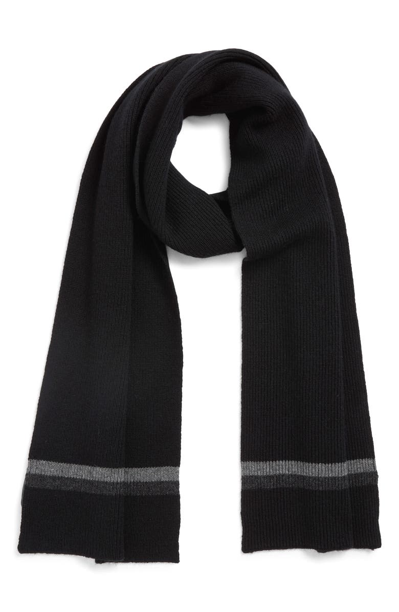Robert Barakett Tipped Wool and Cashmere Scarf, Main, color, Black