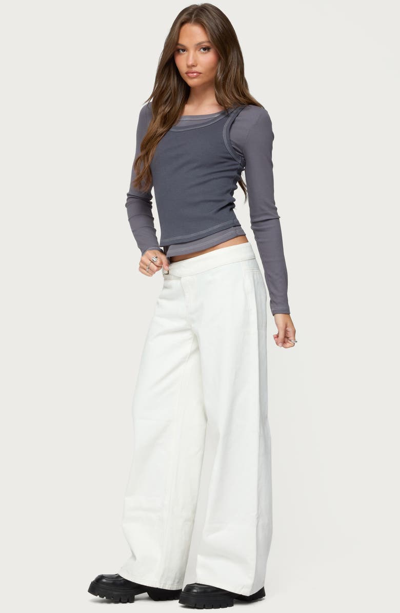 EDIKTED Zane Contrast Layer T-Shirt, Alternate, color, Gray