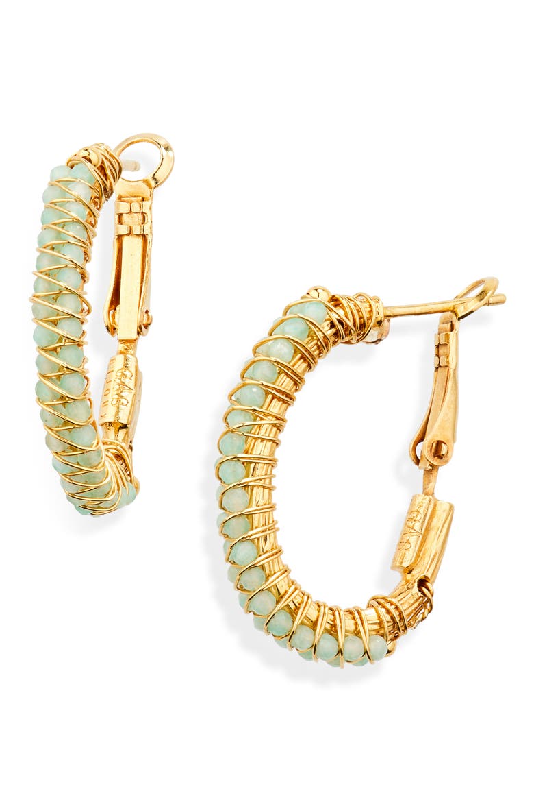 Lucky Lyre Hoop Earrings, Main, color, LIGHT BLUE