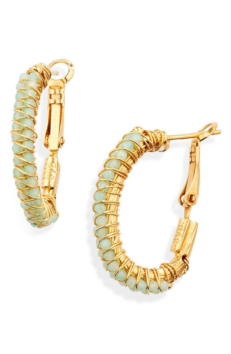 Gas Bijoux Lucky Lyre Hoop Earrings, Main, color, Light Blue