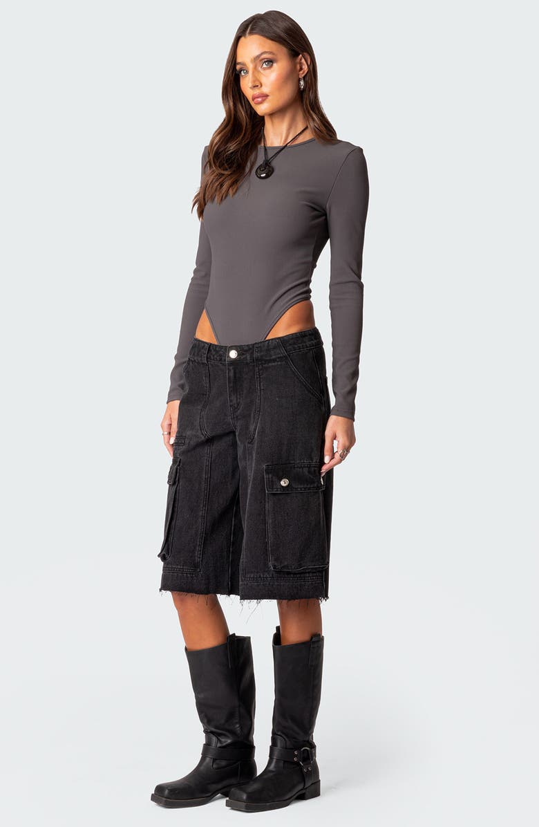 EDIKTED Dance Academy Open Back Long Sleeve Bodysuit, Alternate, color,