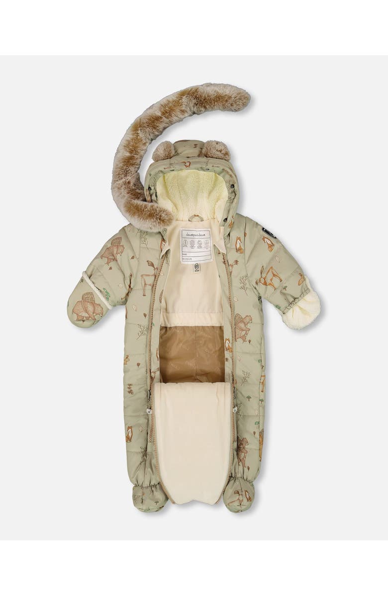 Deux par Deux Baby Boy One-Piece Layette Snowsuit Designed for Car Seat Animal, Main, color, Green