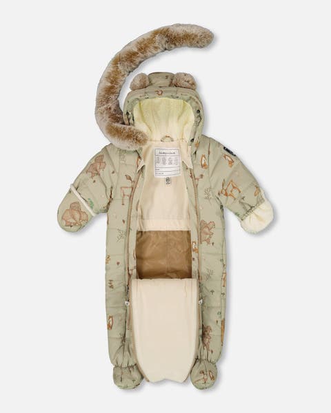 Baby Boy One-Piece Layette Snowsuit Designed for Car Seat Animal (Baby)