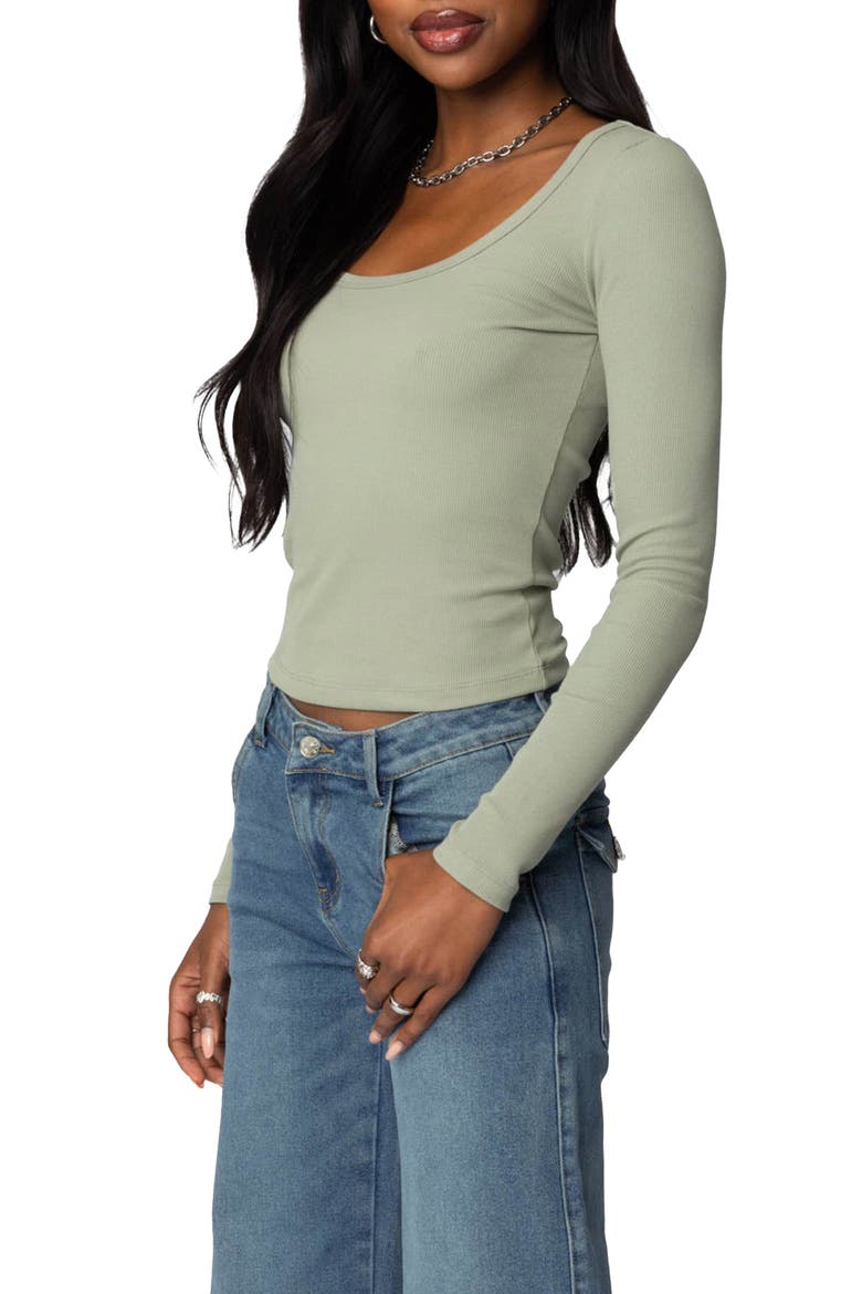 Makenna Rib Scoop Neck Top, Alternate, color, GREEN